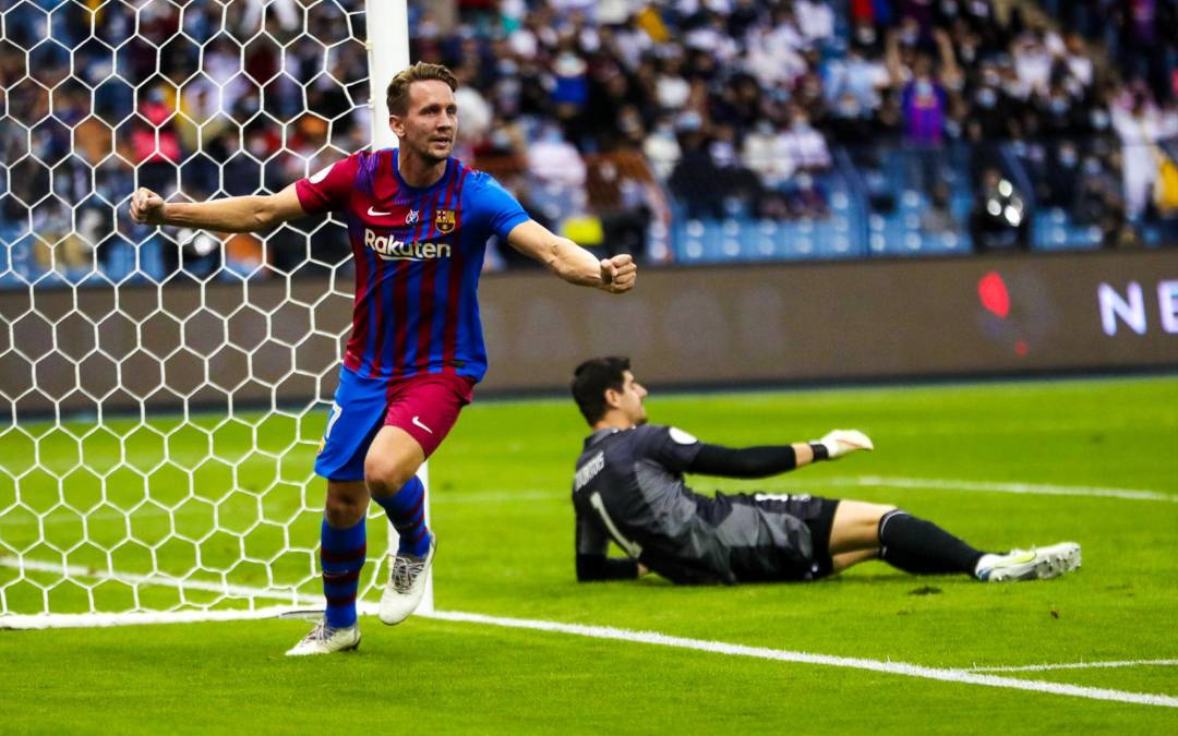 El festejo de Luuk de Jong tras su gol contra el Real Madrid.