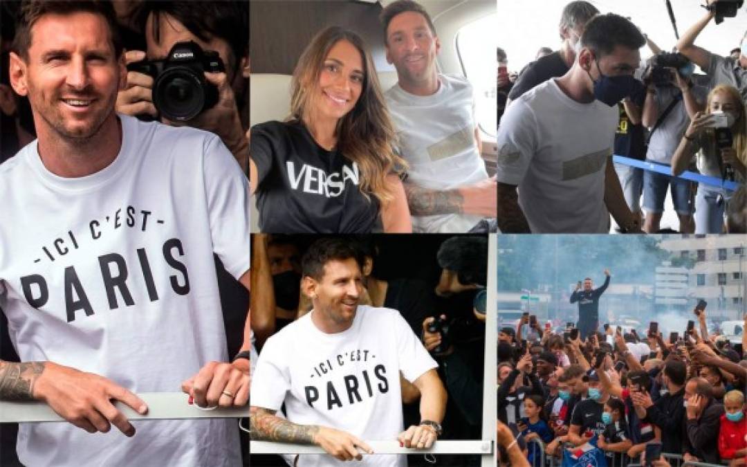 El astro argentino Lionel Messi ha tenido un intenso martes ya que se marchó de Barcelona y llegó a París para firmar contrato con el PSG. El crack rosarino en todo momento fue acompañado por sus seres queridos. Fotos AFP y EFE.