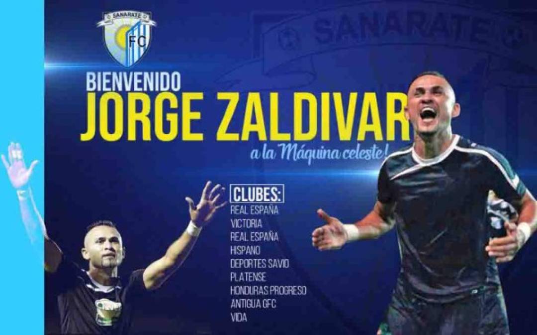 El defensor hondureño Jorge Zaldívar se ha convertido en nuevo legionario. Ha sido anunciado como el refuerzo del Deportivo Sanarate de la primera división de Guatemala.