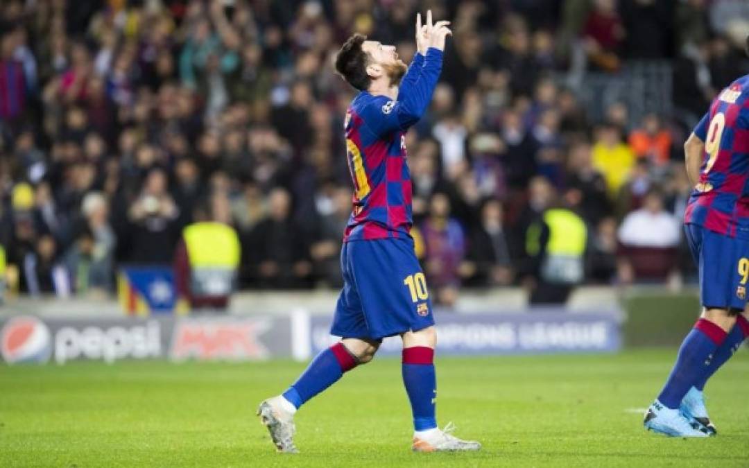 Messi celebrando su gol contra el Borussia Dortmund.