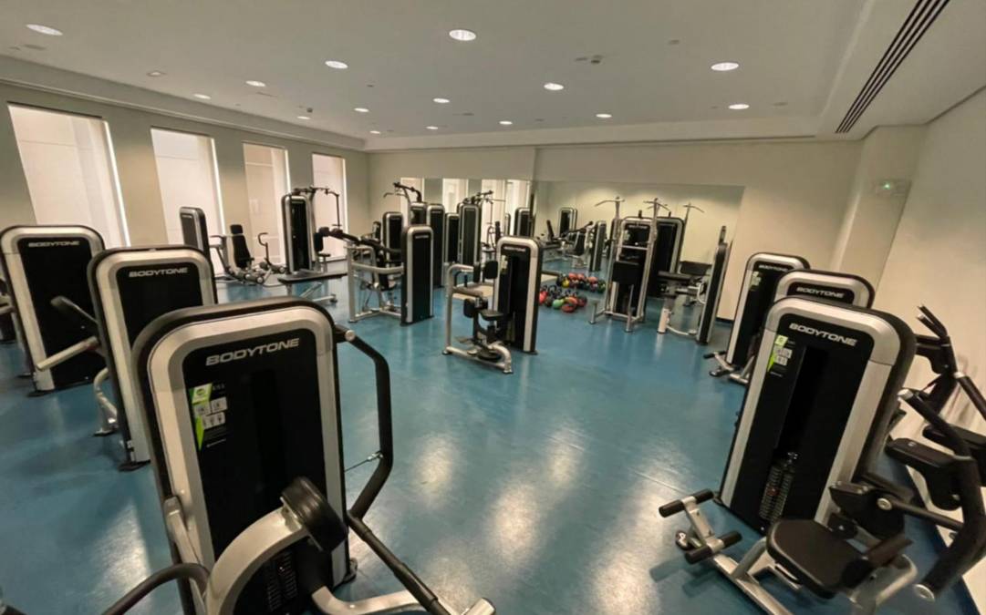 El área de gimnasio del búnker elegido por la Albiceleste en Qatar.