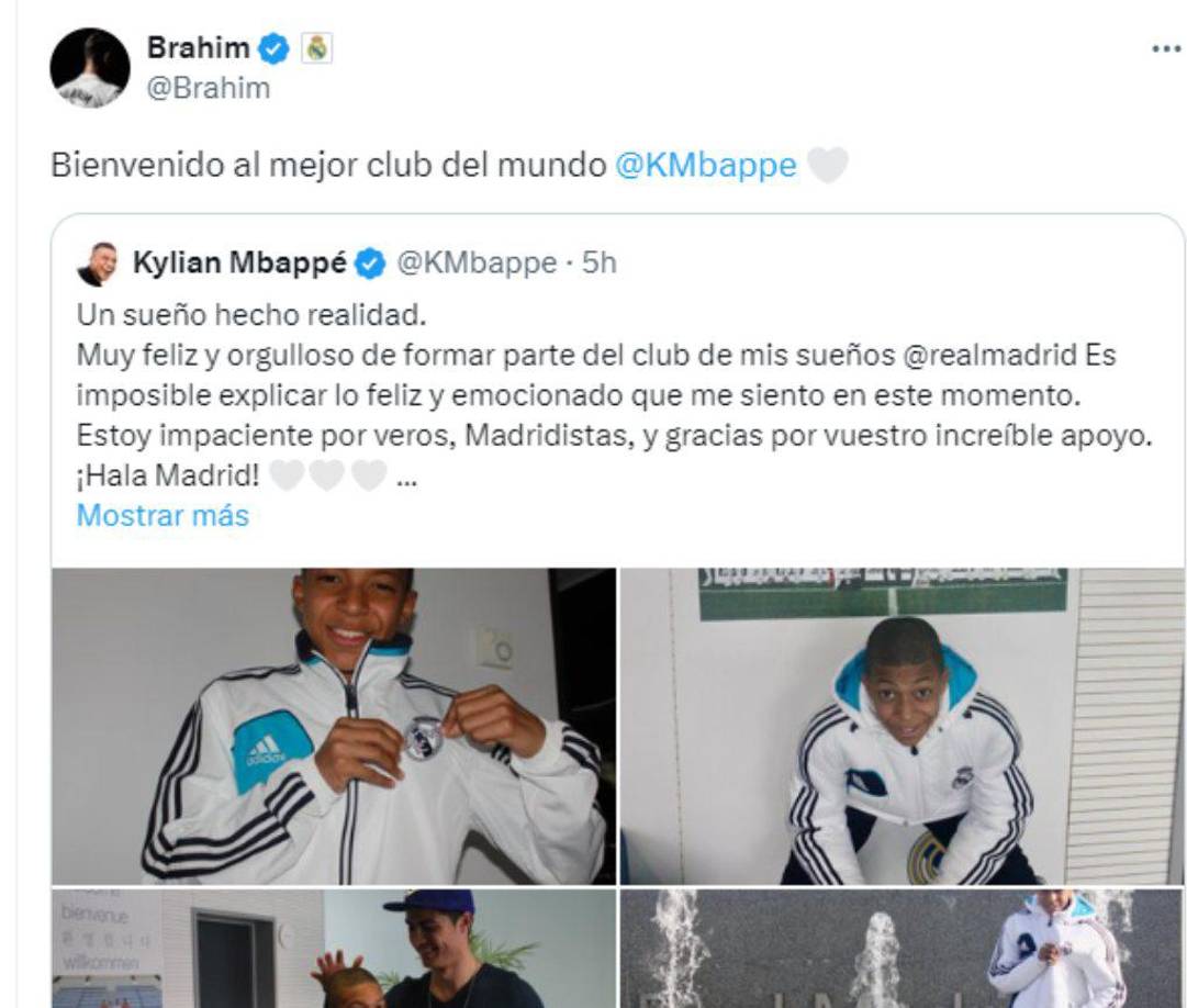 Brahim Díaz fue otro de los que le dio la bienvenida a Mbappé en Real Madrd. 
