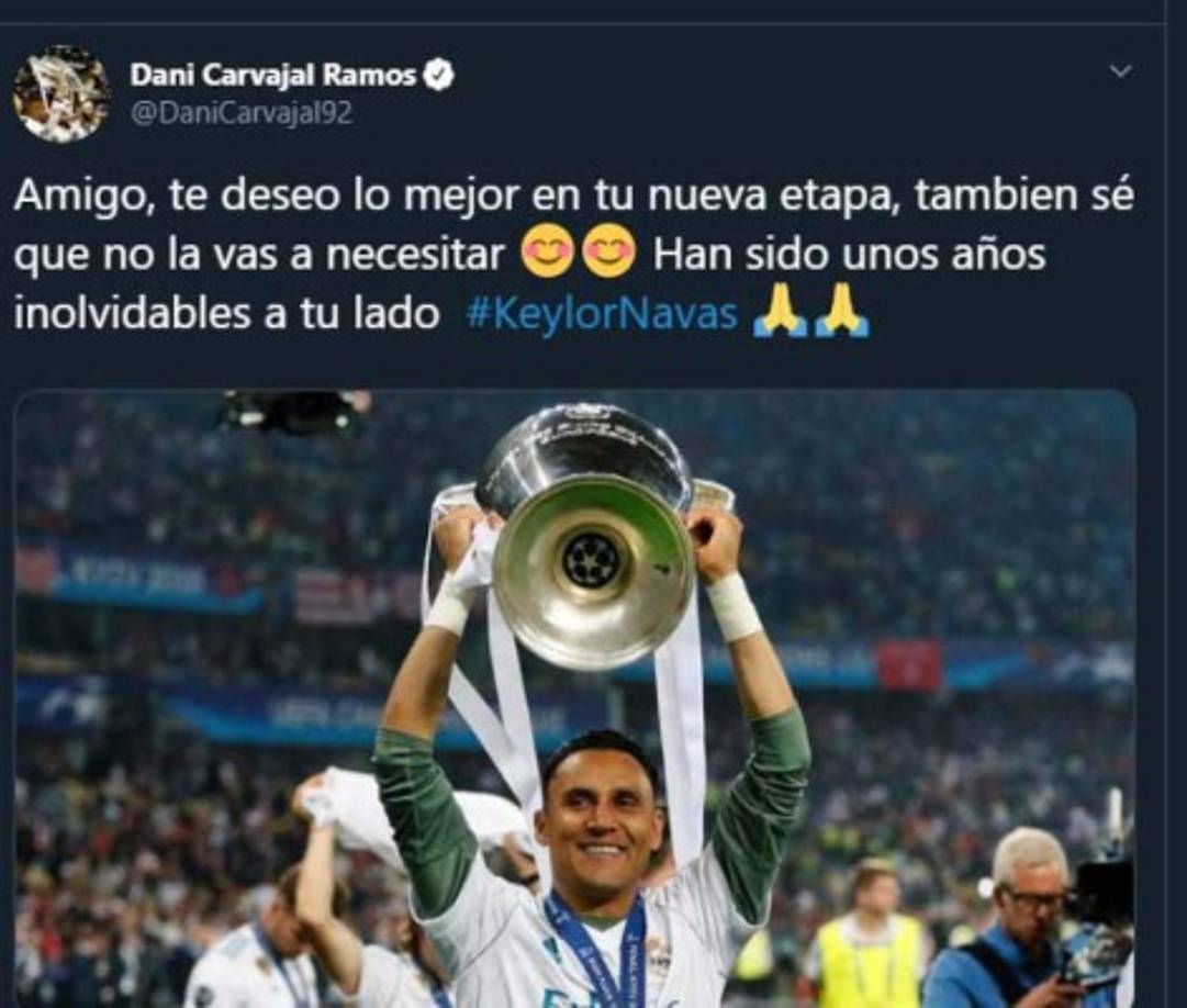 El lateral Dani Carvajal le deseó el mejor de los éxitos al tico Keylor Navas.