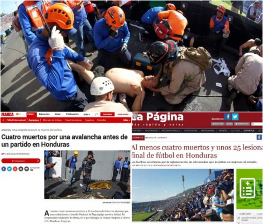 La final del fútbol hondureño entre Motagua y Honduras Progreso estuvo empañada luego de que dejó un saldo de cuatro personas muertas y varios heridos. Inmediatamente la prensa internacional se ha pronunciado y se ha referido a la tragedia.