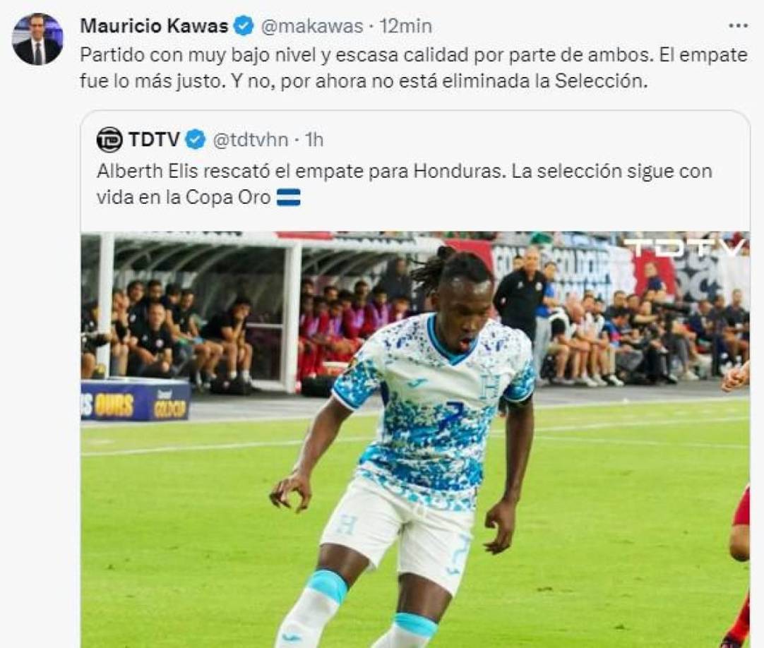Mauricio Kawas: “Partido con muy bajo nivel y escasa calidad por parte de ambos. El empate fue lo más justo”.