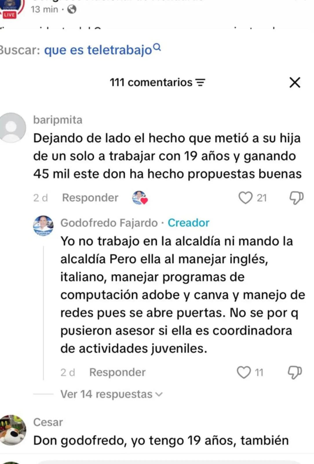 Maneja Adobe, Canva y redes: Godofredo Fajardo defiende el salario de L45 mil de su hija