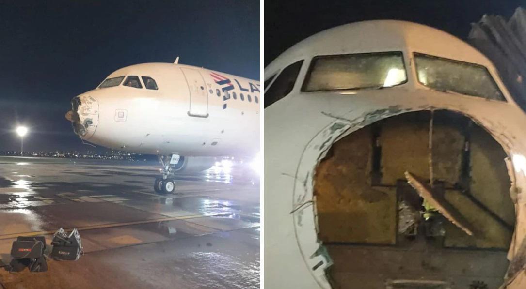 Paraguay investiga aterrizaje de emergencia de avión que sufrió destrozos por granizo