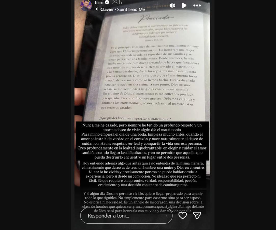 Toni Costa: Nunca me he casado, pero sí deseo vivir un matrimonio