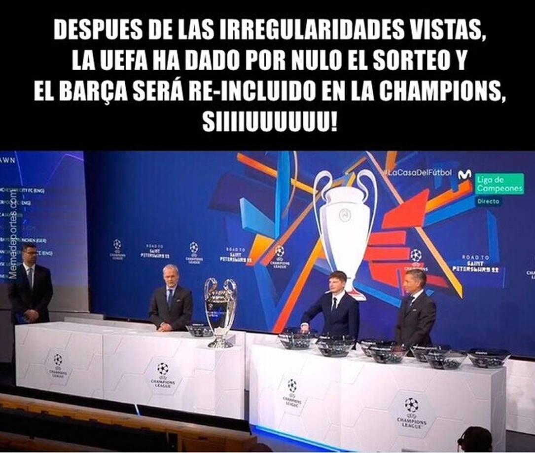 Los memes del sorteo repetido de octavos de Champions y burlas al Barça en la Europa League