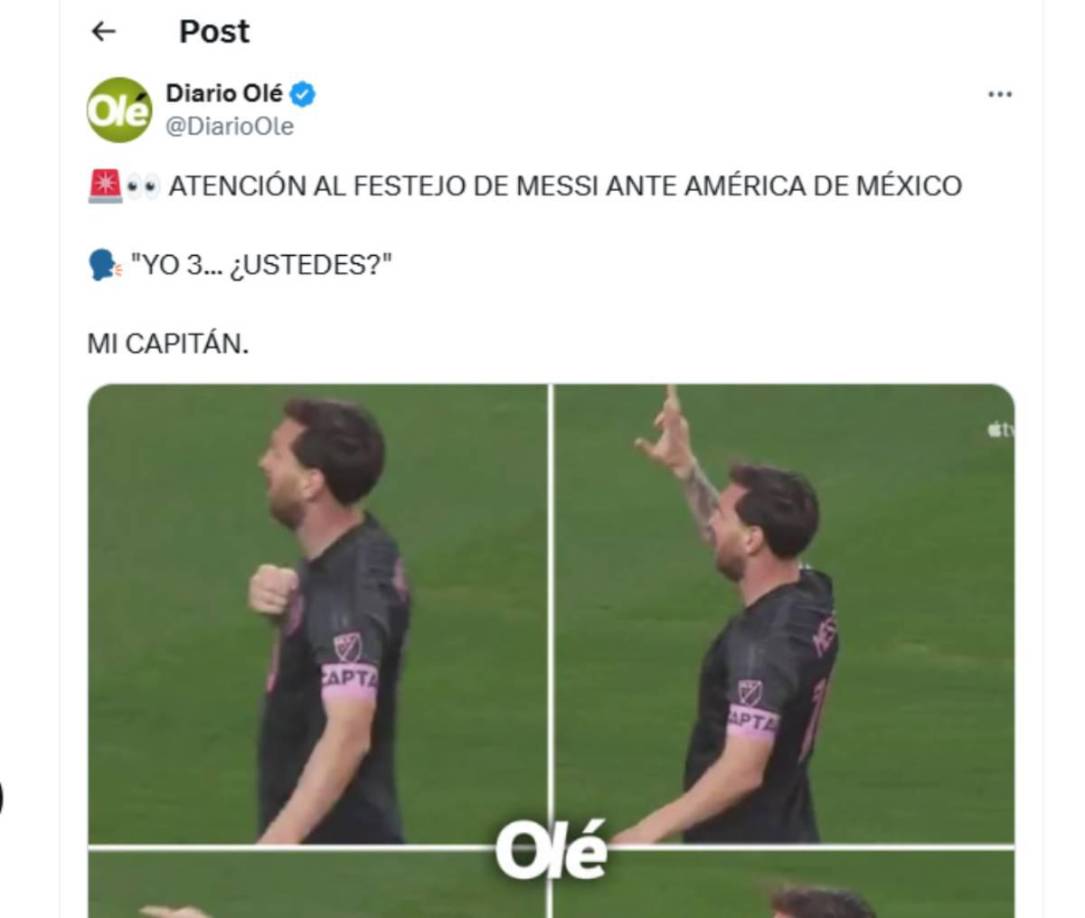 Diario Olé de Argentina destacó a Messi por su festejo. 