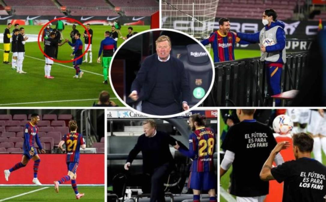 Las imágenes de la goleada del FC Barcelona (5-2) sobre el Getafe, con Messi como protagonista y Ronald Koeman señalando a uno de sus jugadores en el Camp Nou.