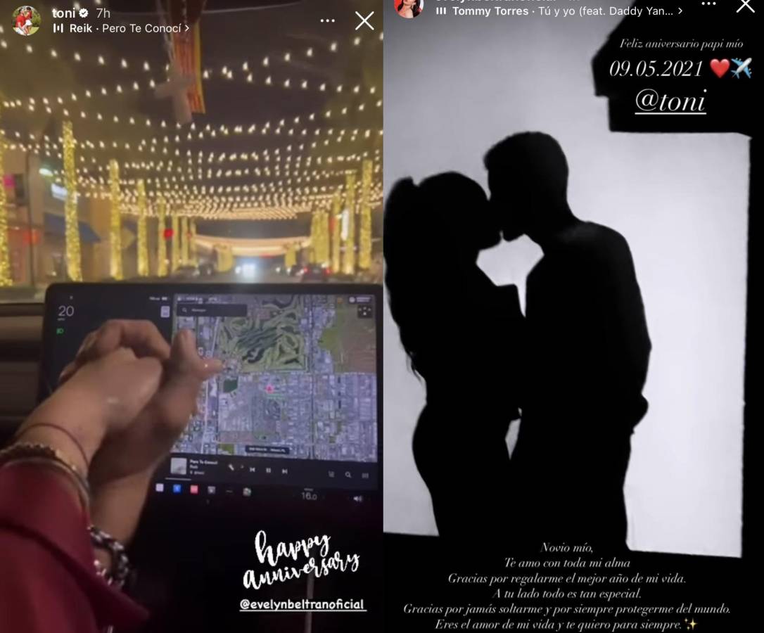 Toni y Evelyn se dedicaron románticos mensajes en sus redes sociales.