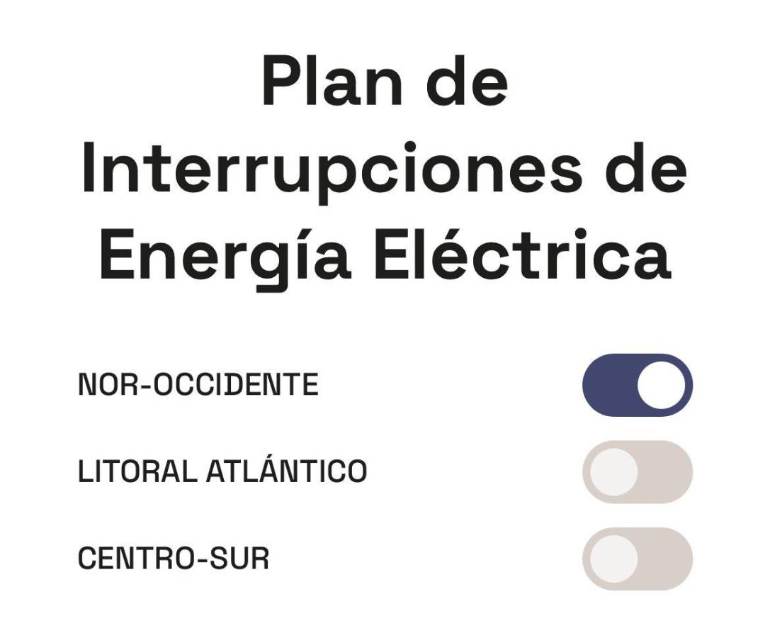 Sitio web habilitado por la Enee para revisar horarios y colonias afectadas por los racionamientos de energía eléctrica en Honduras.