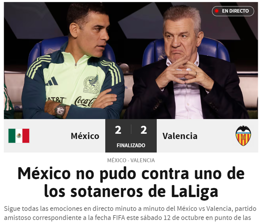 Diario AS: “México no pudo contra uno de los sotaneros de La Liga”.