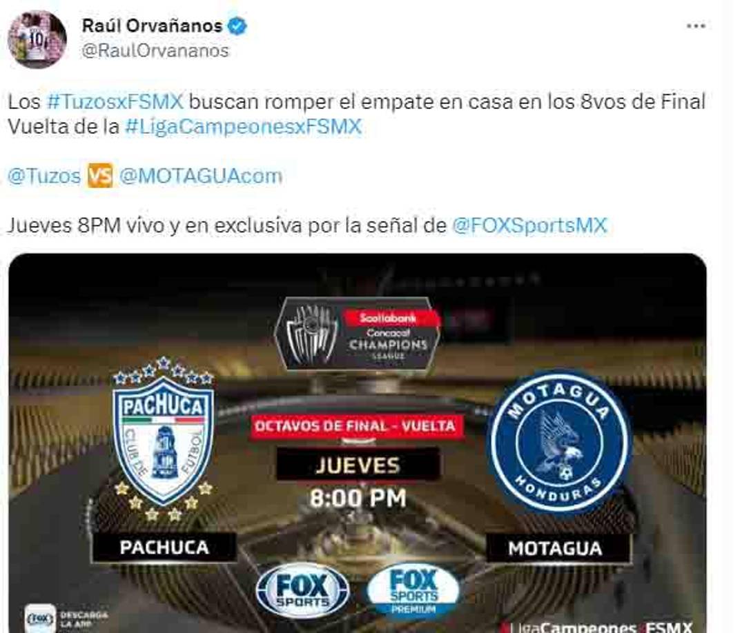 Raúl Orvañanos de Fox Sports: “Los Tuzos buscan romper el empate en casa en los octavos de final de vuelta de la Liga de Campeones de Concacaf.”