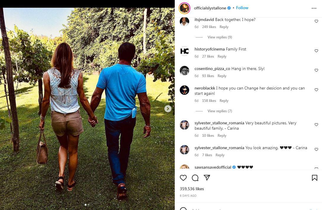 Sylvester Stallone compartió en Instagram esta imagen junto a Jennifer Flavin, su esposa.