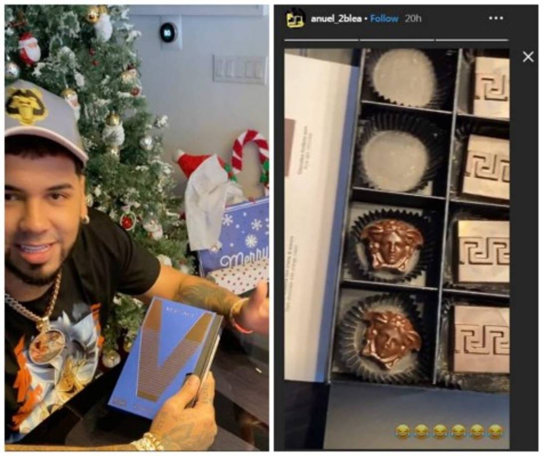 Anuell AA presumió desde ya uno de sus costosos regalos de Navidad, diciendo entre risas que él no puede comer un chocolate común mientras mostraba unos de Versace.