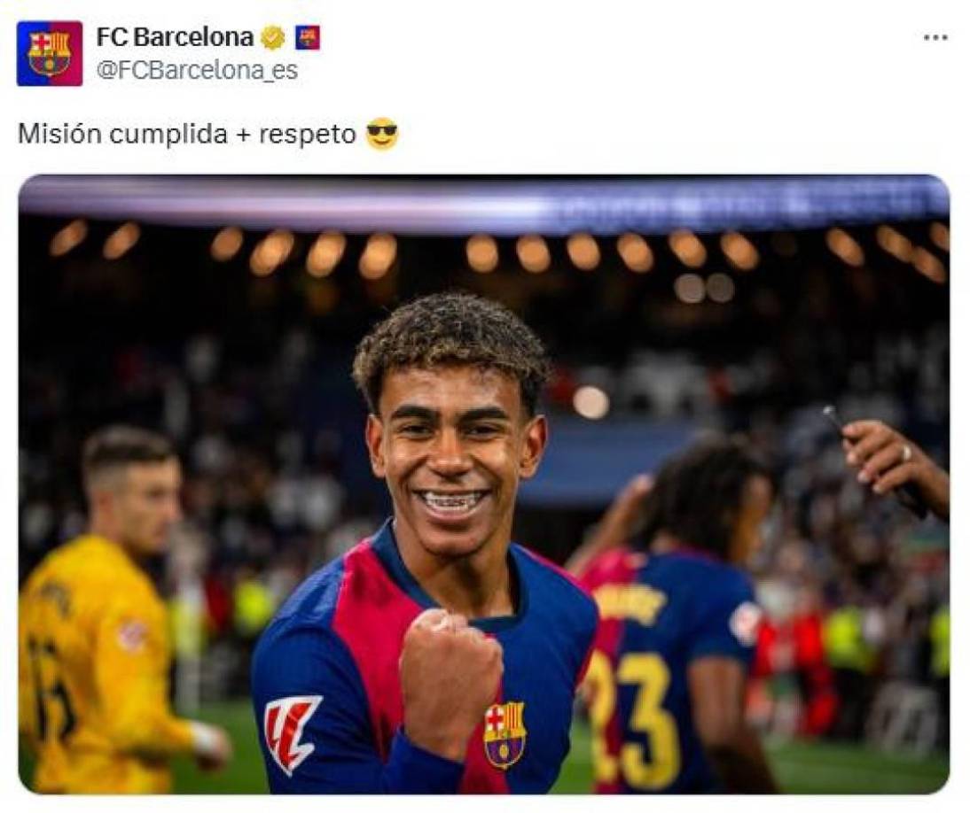 “Misión cumplido + respeto”, fue otra de las publicaciones del club cuando sonó el pitazo final.