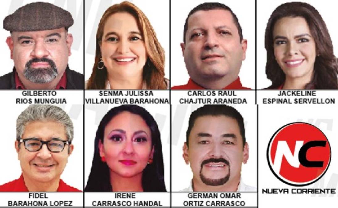 Estos son los precandidatos a diputados al Congreso Nacional por Francisco Morazán por el movimiento Nueva Corriente que lidera Carlos Reina, precandidato presidencial por Libre.