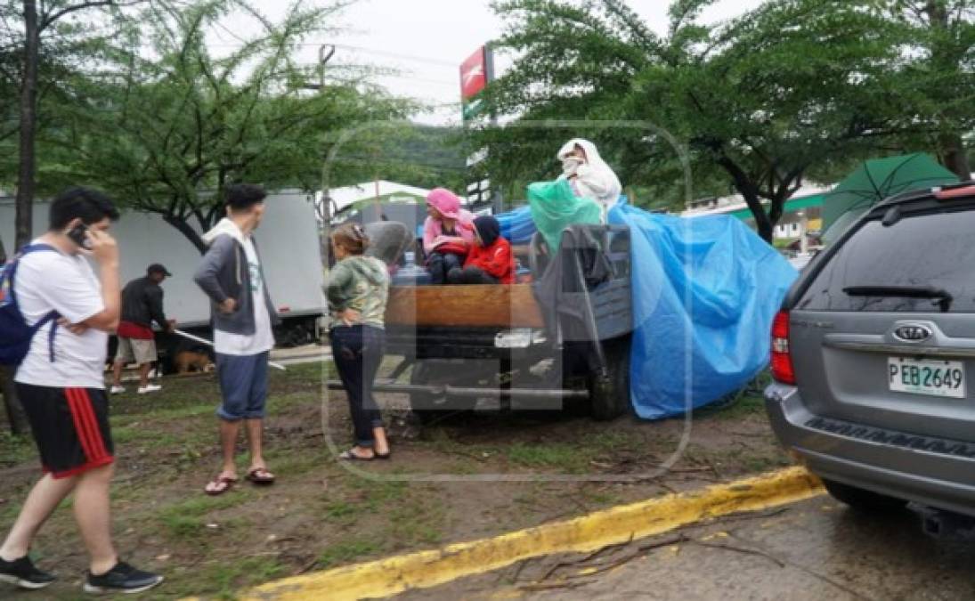 Niños y adultos salieron en grupos para evitar ser afectados aún más por las lluvias. Foto José Cantarero