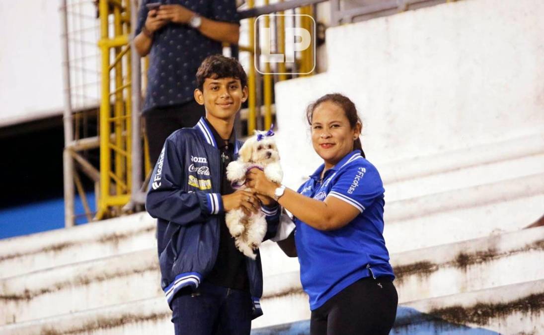 Ellos decidieron llevar al estadio a esta linda perrita.