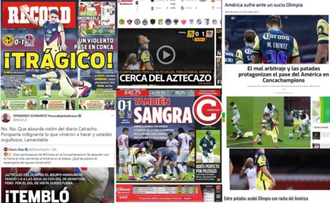 Los diarios mexicanos dispararon con dureza contra el Olimpia por su fútbol en el partido contra el América en el estadio Azteca y también arremetieron contra el delantero colombiano Yustin Arboleda por la grave lesión que provocó sobre el jugador Antonio de Jesús López.
