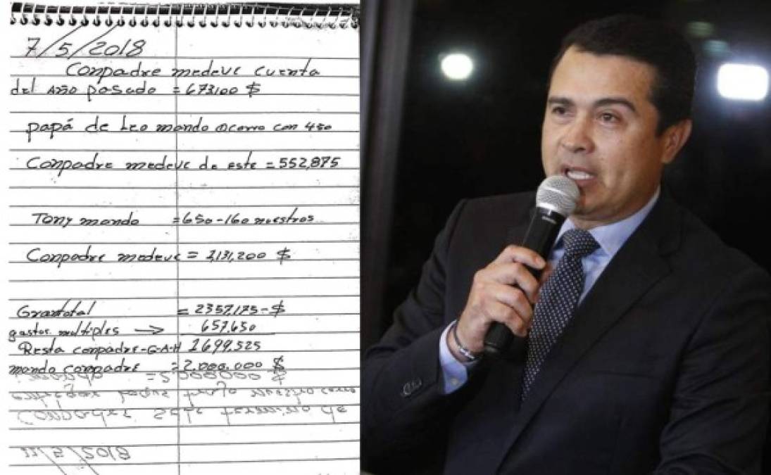 La fiscalía presento 'narcolibretas' con anotaciones de envíos de drogas que supuestamente implican a 'Tony' Hernández. Foto tomada de Univision