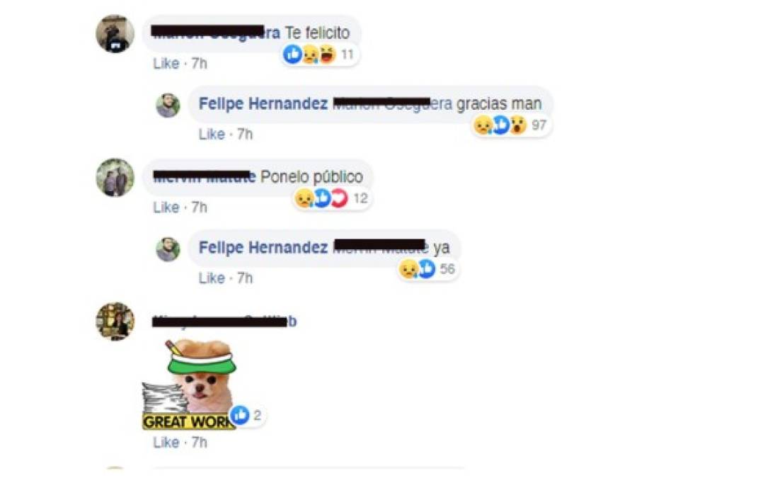Captura de pantalla de los comentarios que recibió cuando compartió la fotografía de la venta de almuerzos.