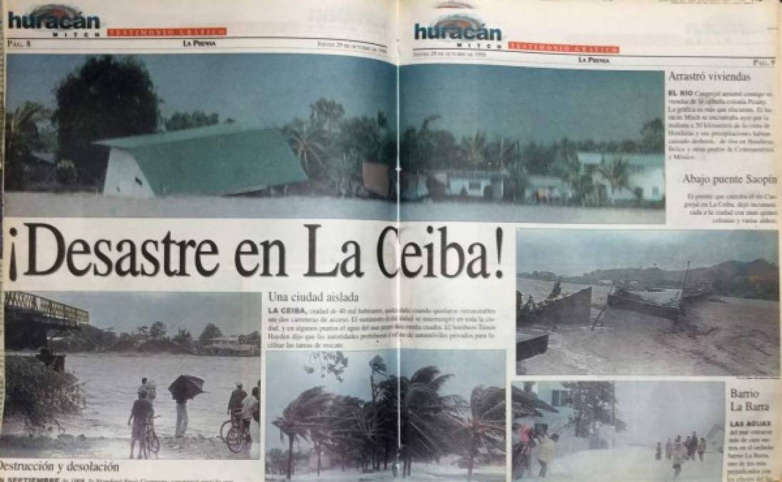 La ciudad de La Ceiba sufrió mucho tras el paso del Mitch.