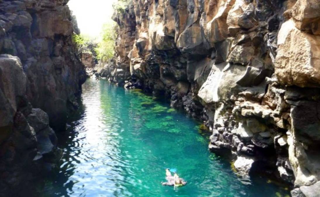 Las Grietas con agua de mar de Puerto Ayora, ubicadas en dos altos acantilados de las islas Galápagos son una de las principales atracciones turísticas de Ecuador.