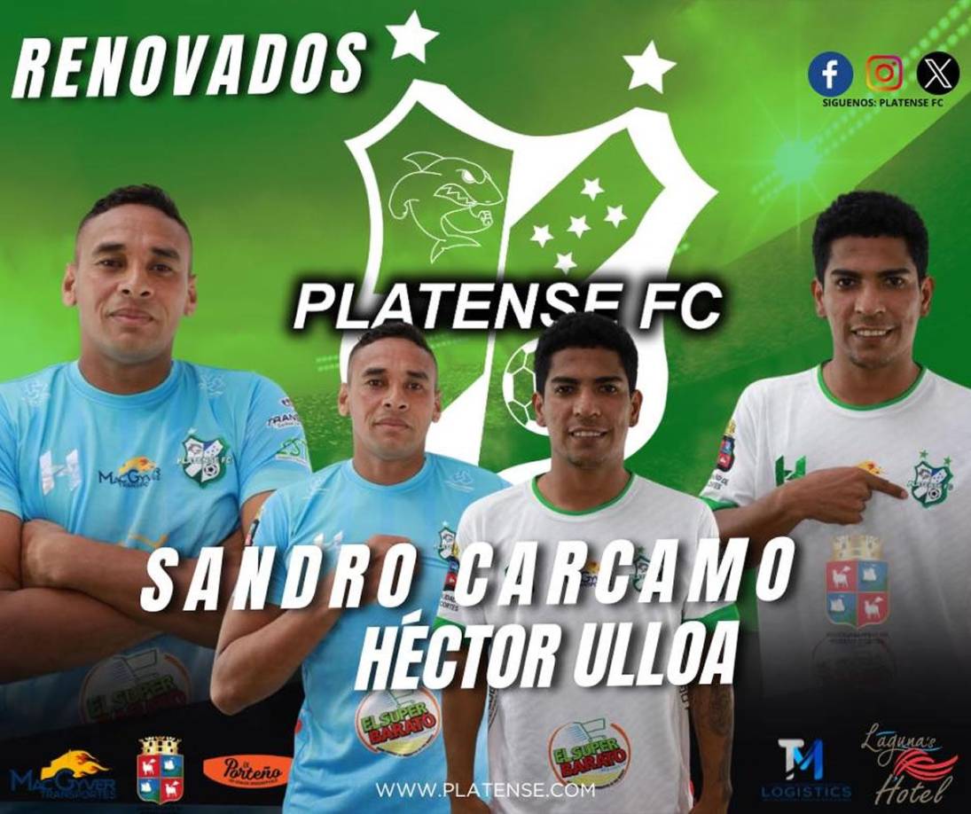Sandro Cárcamo y Héctor Ulloa - Los dos futbolistas fueron renovados oficialmente por el Platense de Puerto Cortés. Dos titulares indiscutibles en el esquema del cuadro selacio.