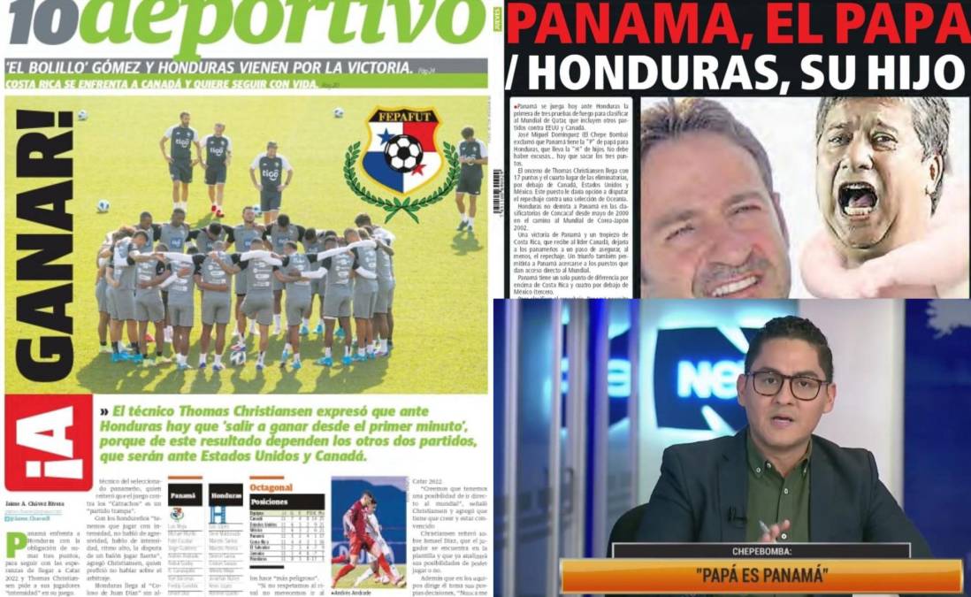 La prensa deportiva de Panamá confía plenamente en el triunfo de su selección ante Honduras. Algunos medios catalogan que son el “papá de la H”.