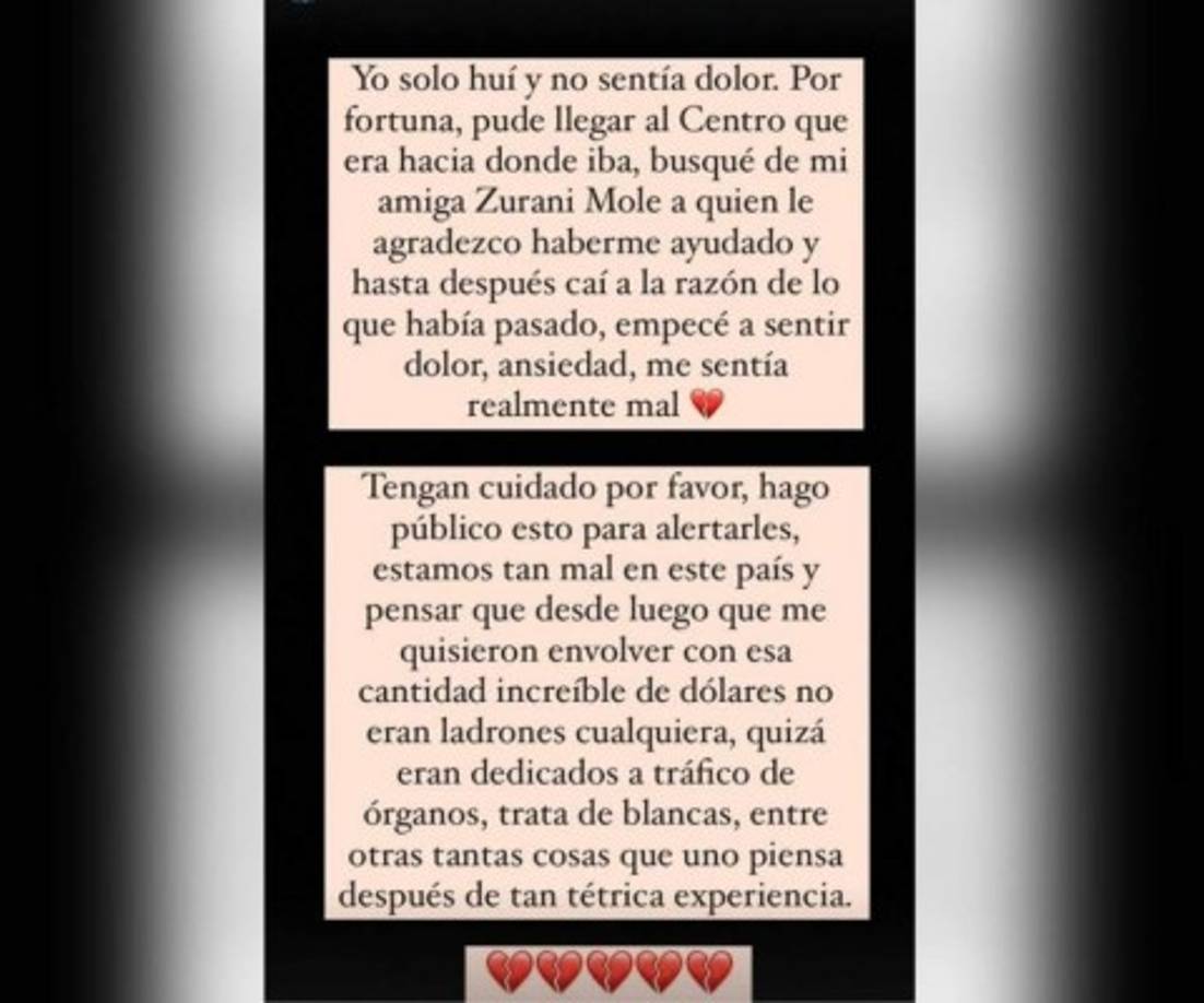 Aterrada, la joven hondureña corrió hasta alejarse del sitio.