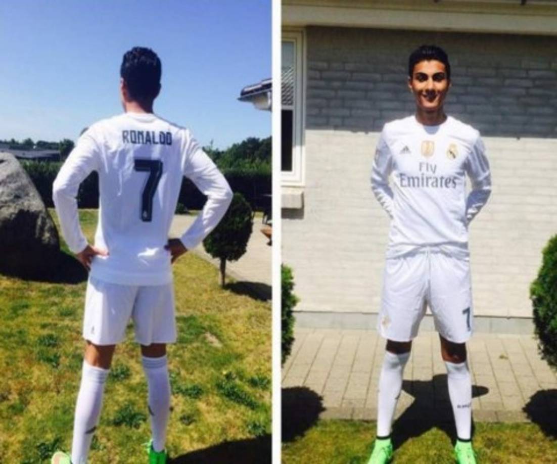 El joven danés posa con el dorsal del atacante luso.