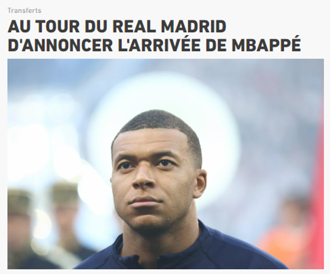 Le Parisien de Francia: “Real Madrid anuncia la llegada de Mbappé“