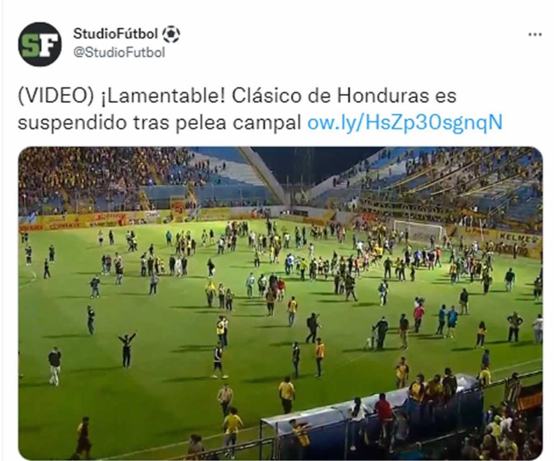 Studio Fútbol de Ecuador - “¡Lamentable! Clásico de Honduras es suspendido tras pelea campal”.