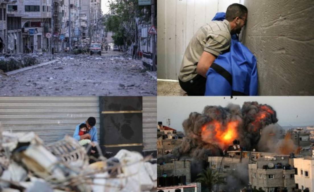 El ejército israelí ha bombardeado en múltiples ocasiones en la última semana la ciudad de Gaza, territorio controlado por el movimiento Hamás. Las imágenes reflejan la destrucción, muerte e incertidumbre provocada tras los ataques. Fotos: AFP / EFE