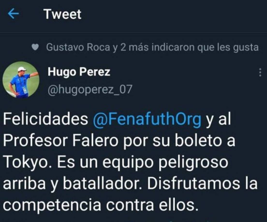 Hugo Ernesto Pérez: El entrenador de la SUb-23 de El Salvador destacó el trabajo de la selección hondureña. Cabe señalar que los salvadoreños le empataron a la H en el Preolímpico de Concacaf.