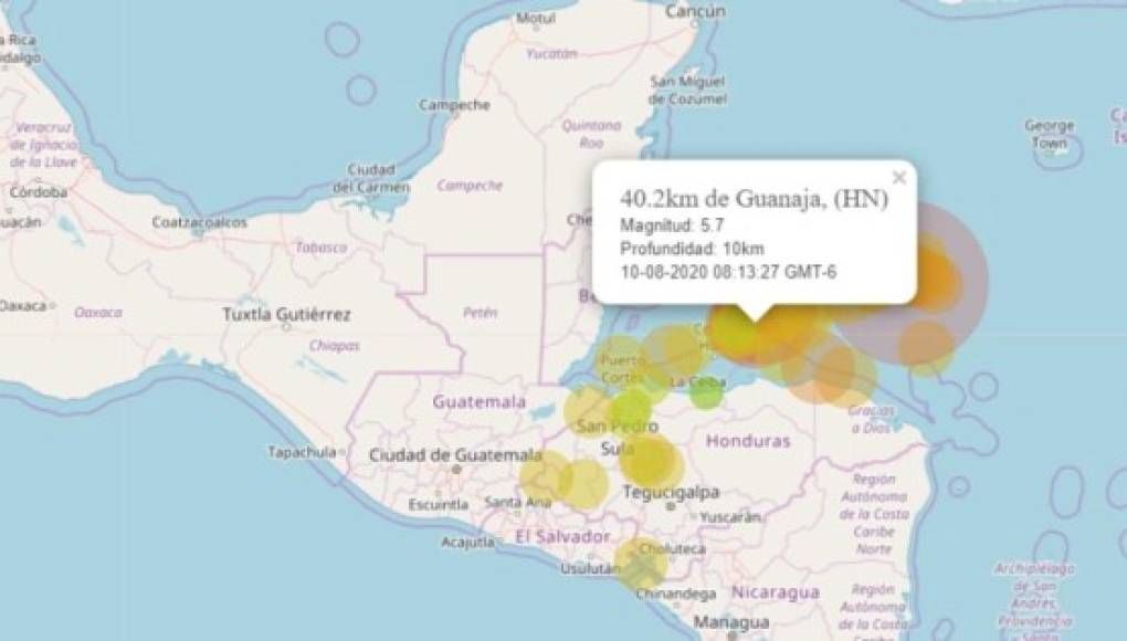 Sismo de magnitud 5.7 se registra en el Caribe de Honduras
