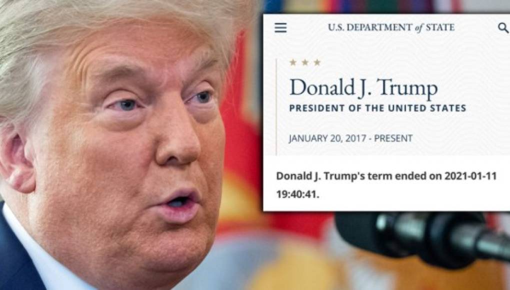 'Mandato de Donald Trump finalizó': el confuso anuncio en web del Departamento de Estado