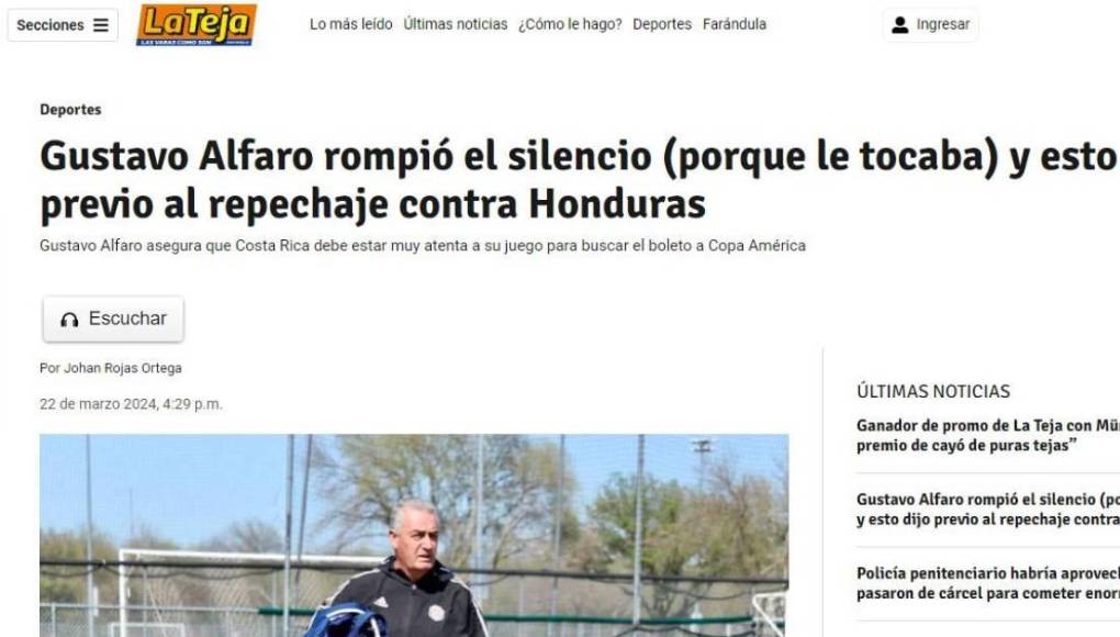 La Teja lanzó una indirecta al entrenador de Costa Rica: “Gustavo Alfaro rompió el silencio (porque le tocaba)”. Y es que antes de un partido, los técnicos están obligados a dar declaraciones y la prensa tica estaba molesta por la actitud del DT argentino.