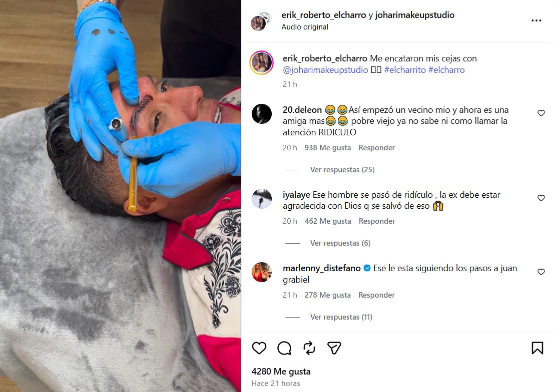 Erik El Charro presume sus nuevas cejas