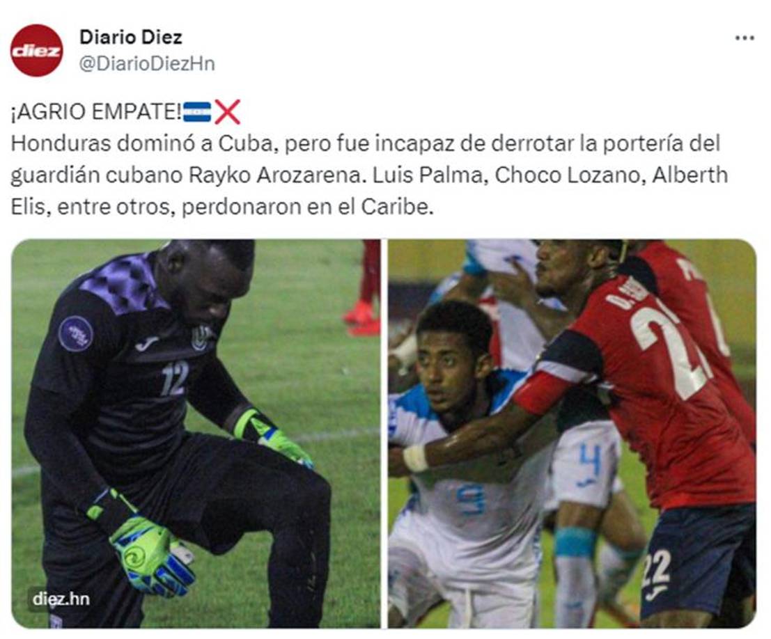 La prensa hondureña dio su punto de vista sobre lo ocurrido en el Cuba vs Honduras: “Agrio empate”, señaló Diario Diez. 