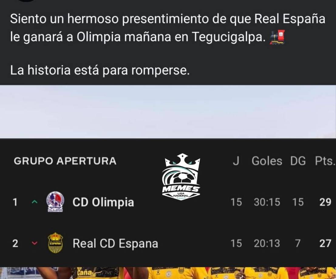Memes: burlas al Real España tras perder el liderato ante Olimpia... ¿Y Motagua?