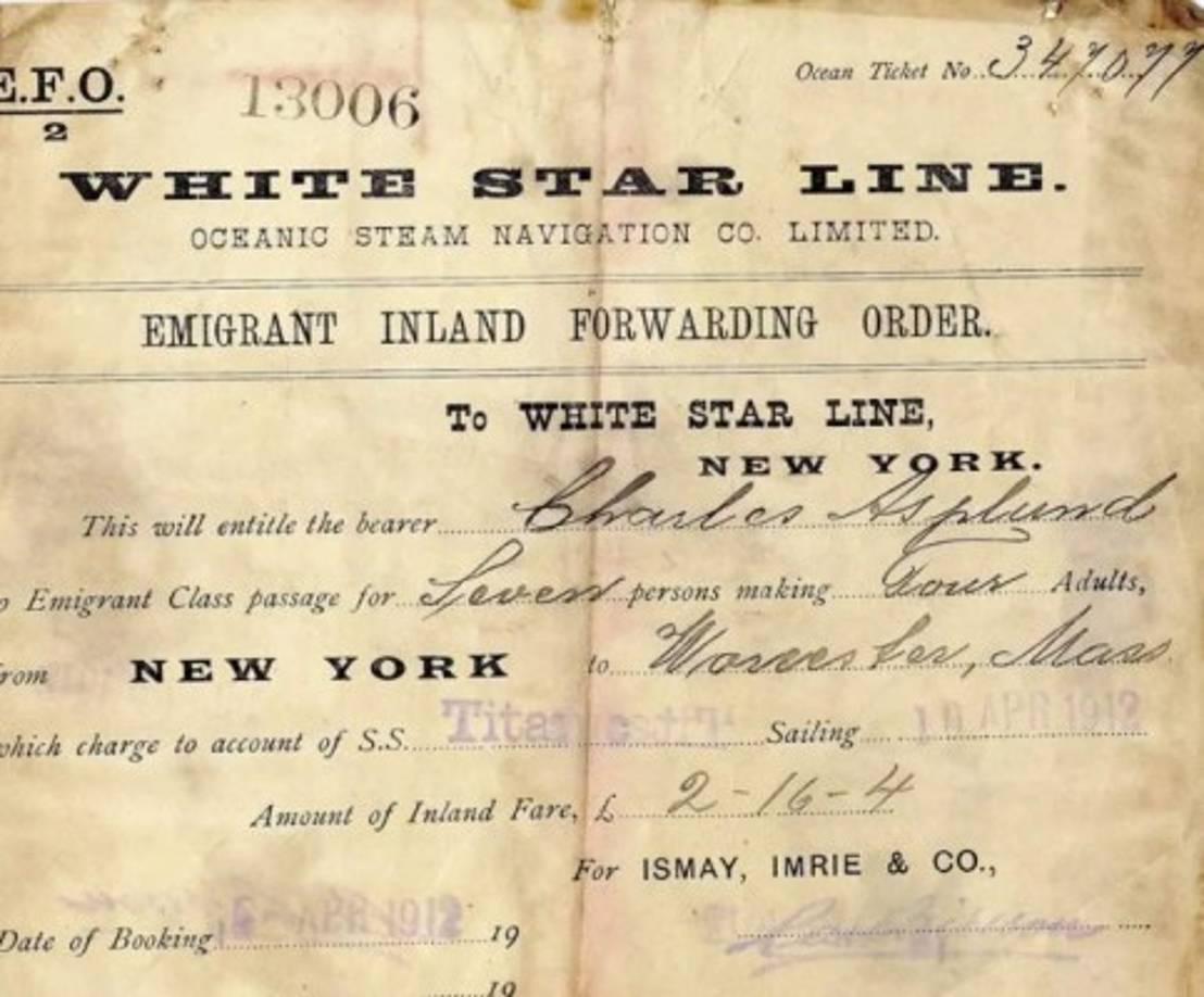 Un pase de abordaje del Titanic.