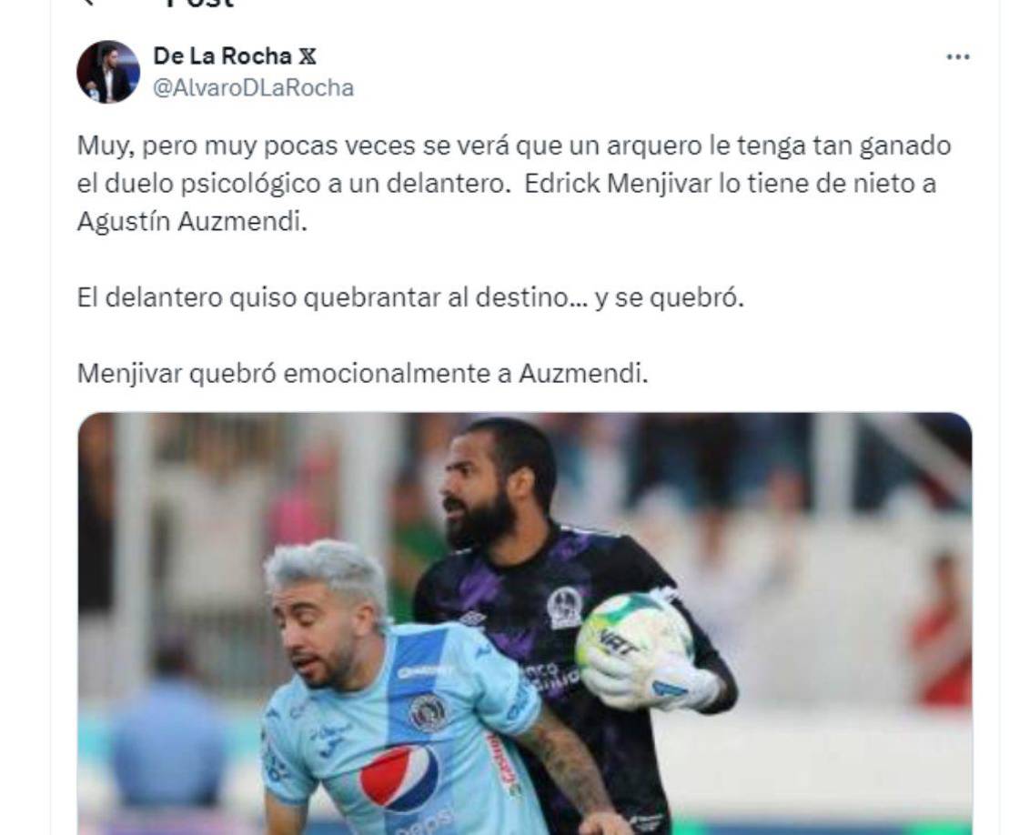 ”Menjívar quebró emocionalmente a Auzmendi”, señaló Álvaro de la Rocha.