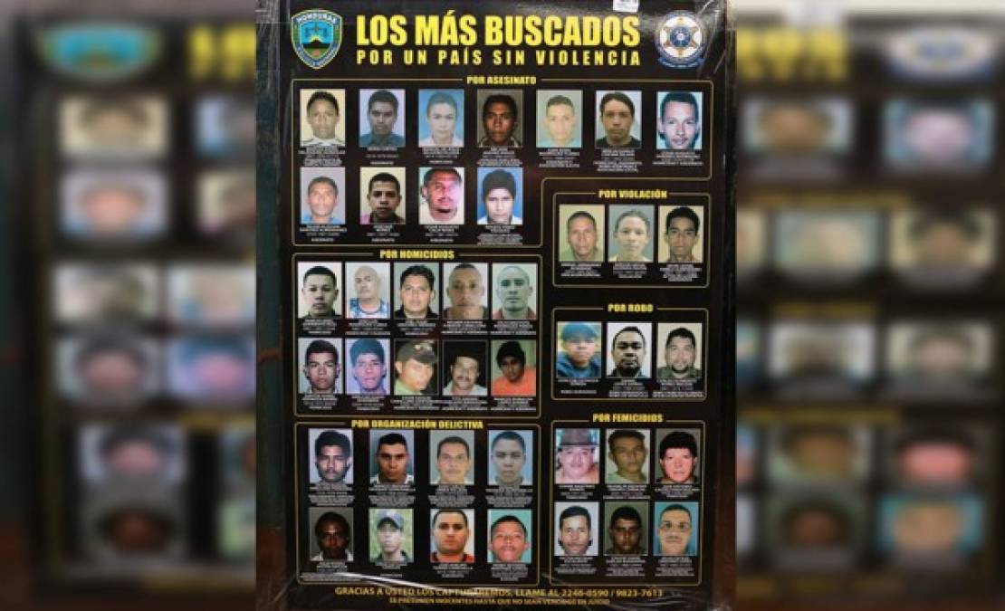 La Policía difundió la lista de los hombres más buscados de Honduras. Acá te dejamos las principales imágenes de los implicados y perseguidos por diversos delitos.