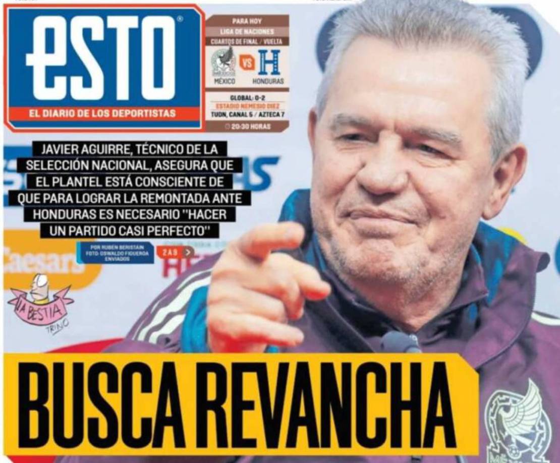 ”Busca revancha”, señala el Diario Esto. 