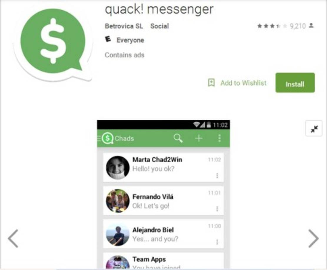 Es una especie de Whatsapp que te paga por usarlo. Para ello, hay que soportar publicidad contante durante su uso.<br/> <br/>Necesitas tener una agenda importante de contactos que lo usen junto a ti. Los pagos se hacen a través de PayPal.