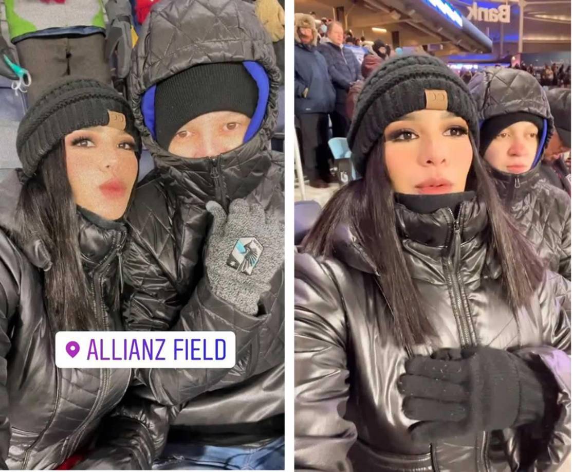 La sexy futbolista hondureña Yuridia Marcela Pineda, que jugó en Motagua Femenino, asistió al partido con su novia Ariana Cruz. La pareja llegó bien abrigada al estadio.